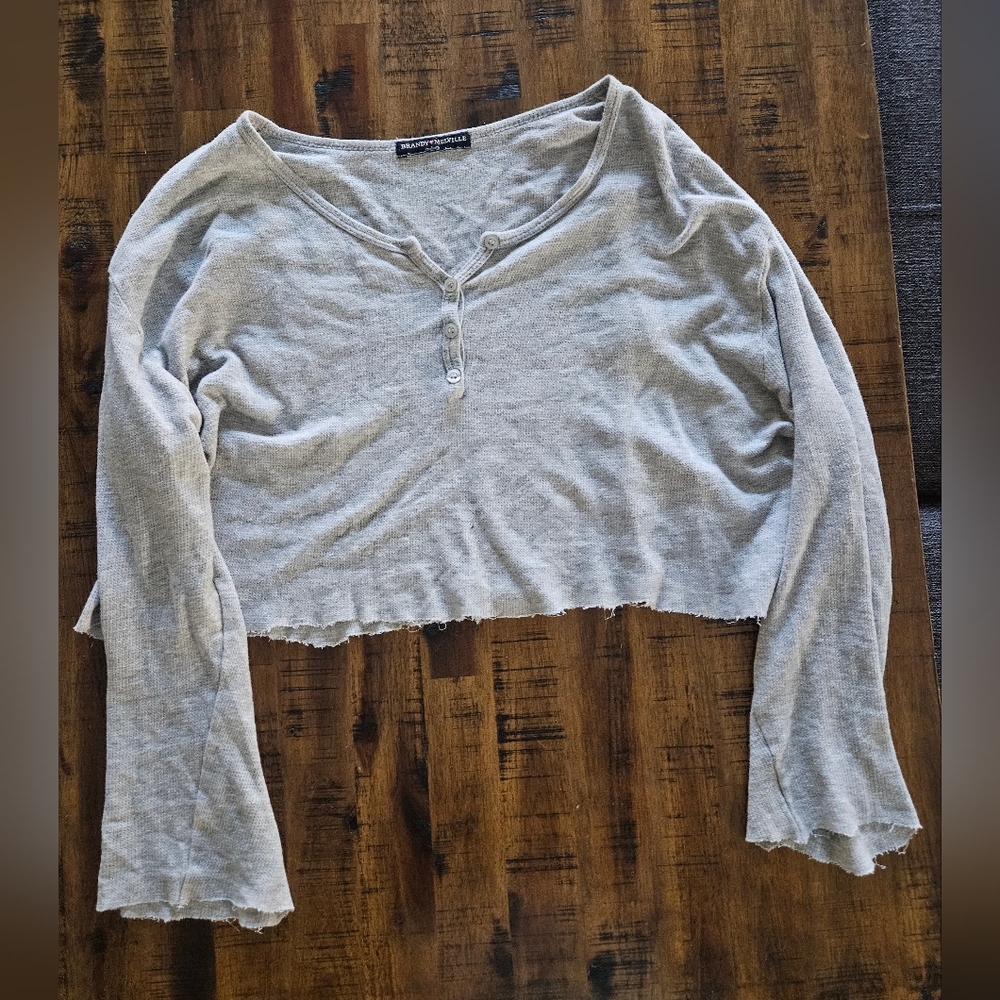 Cropped Gray Long Sleeve - Brandy Melville